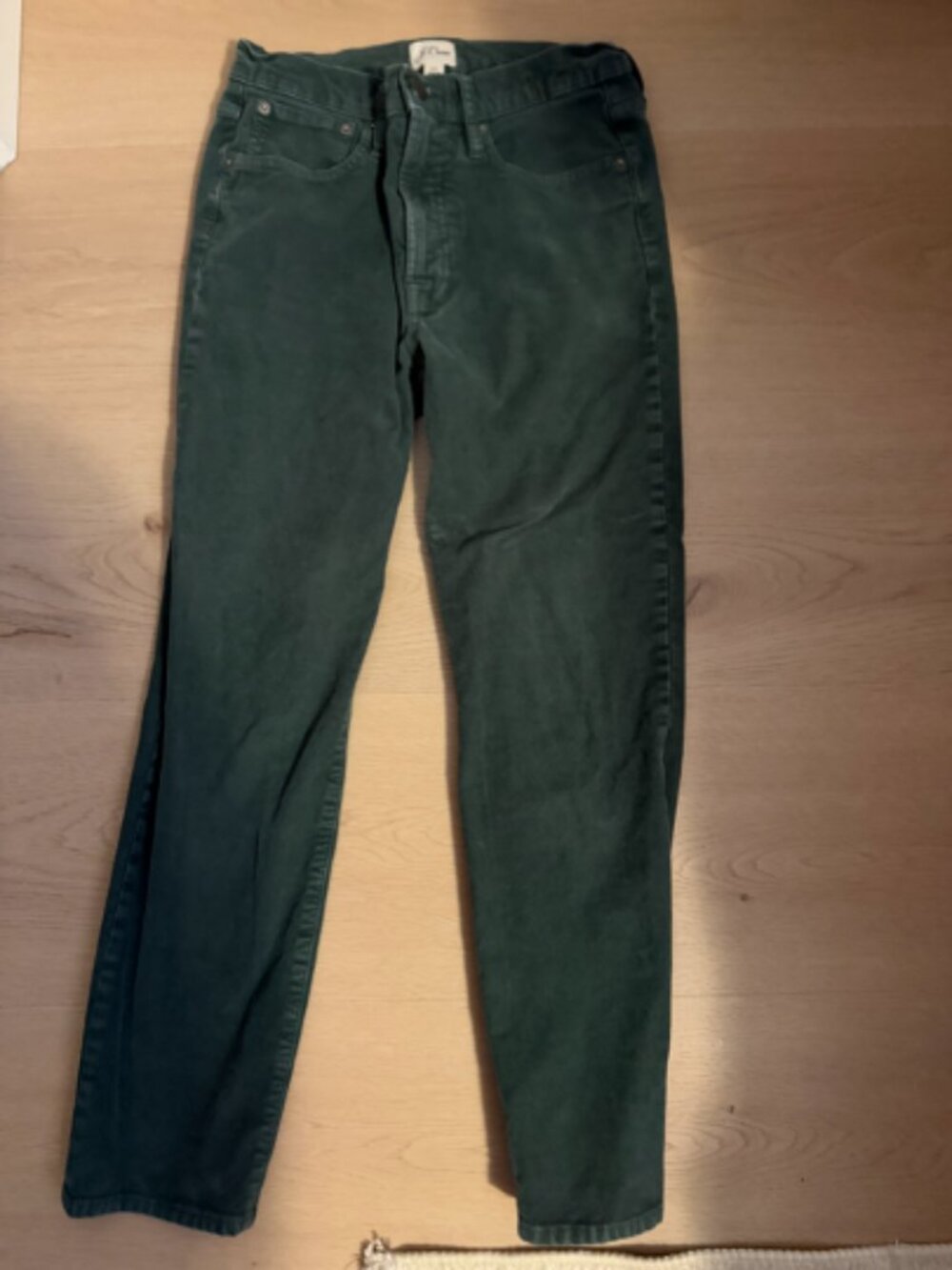 J Crew teal corduroy straight-leg pants